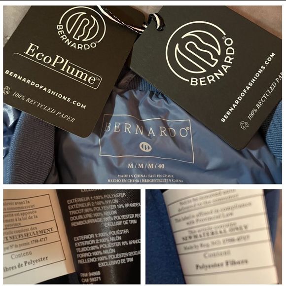 Bernardo Ecoplume Mixed Media Vest Jacket Blue M - Picture 9 of 11